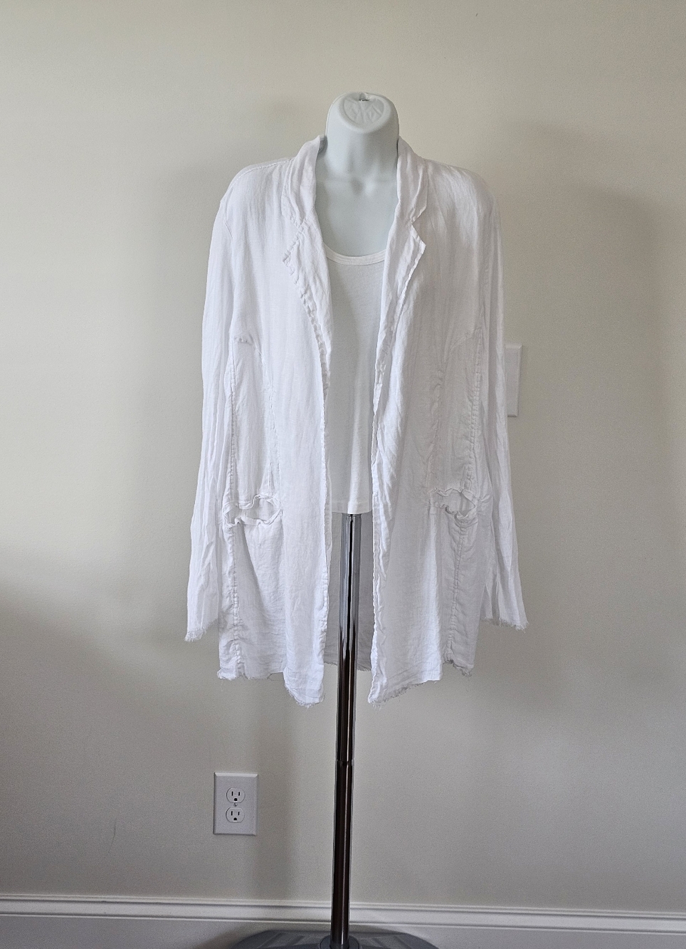 Jaga Crinkled Linen Jacket White Size 2 / Medium